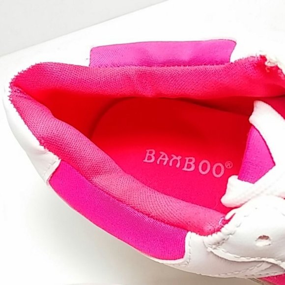 NEW!!!  Platform Fashion Sneaker - White Upper w/ Neon Pink Panels - Lace-Up - Picture 8 of 8